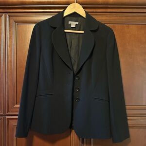 Vintage Ann Taylor Black 3-Button Triacetate Classic Suit Jacket